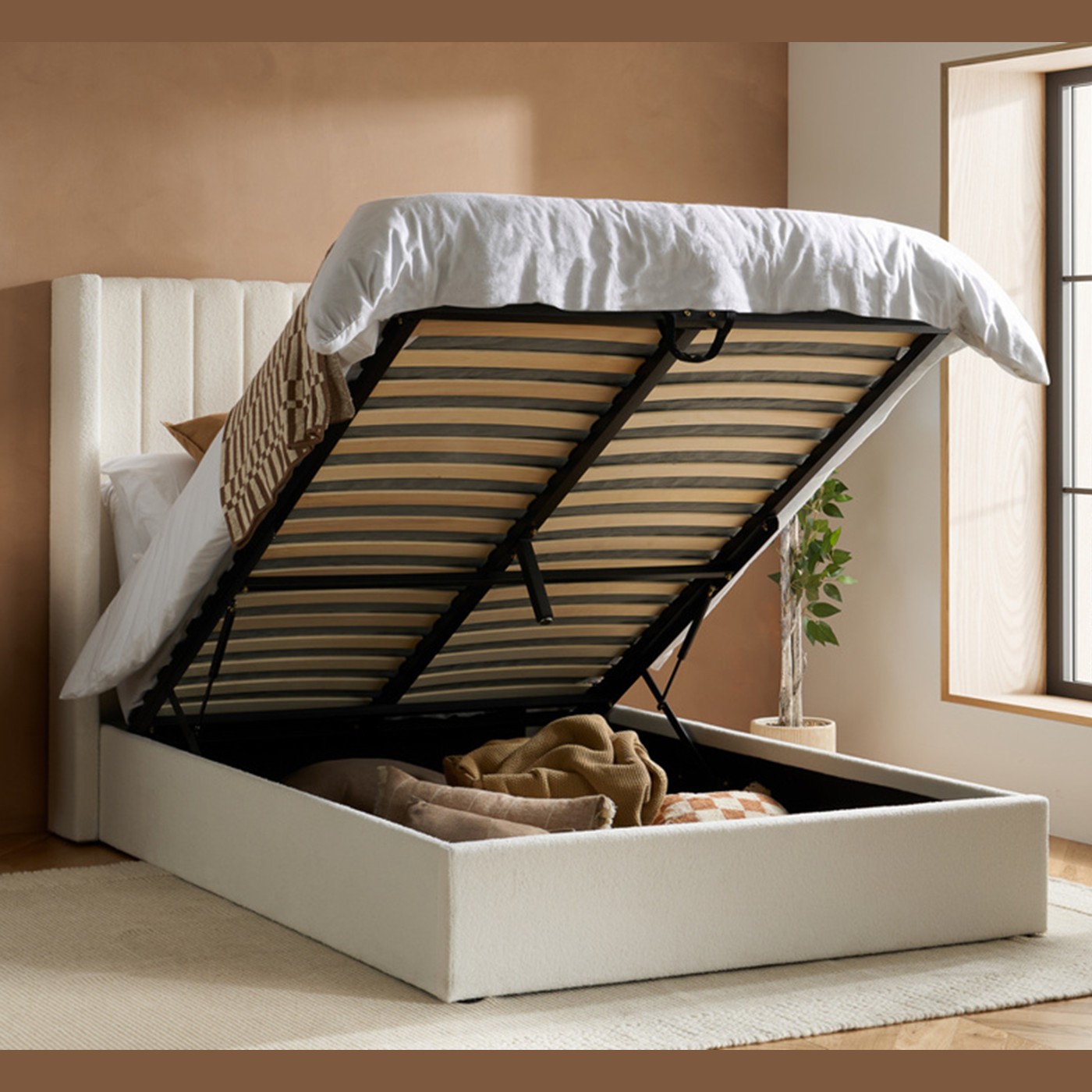 White Boucle Ottoman Bed - Image 2