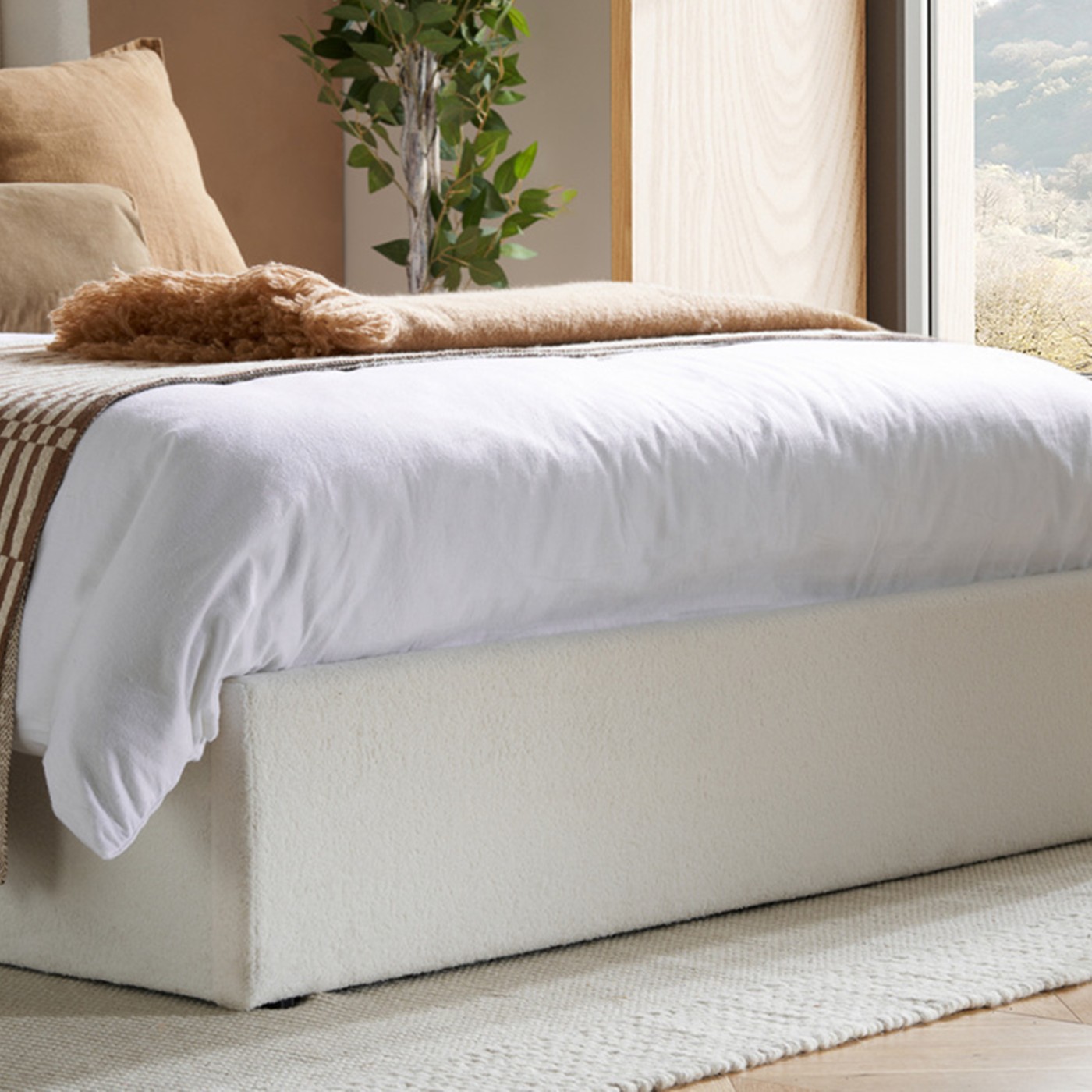 White Boucle Ottoman Bed - Image 6
