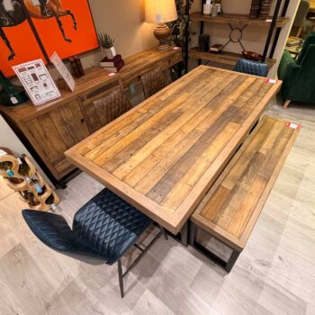 1.8M Dining Table, Bench and 2 Dining Chairs
