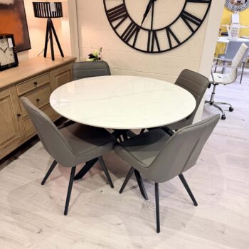 1.2m Round Dining Table & 4 Dining Chairs