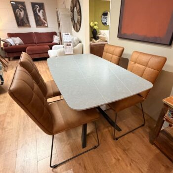 Dining Table and 4 Tan Dining Chairs