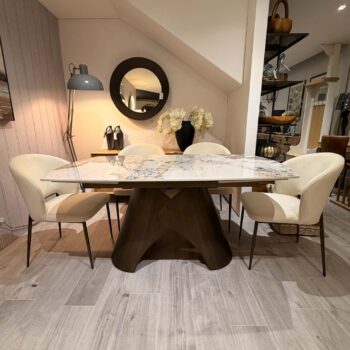 Extending Ceramic Dining Table & 4 Dining Chairs