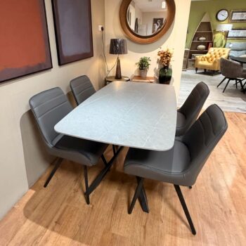 Grey Ceramic Top Table with 4 Dining Chairs